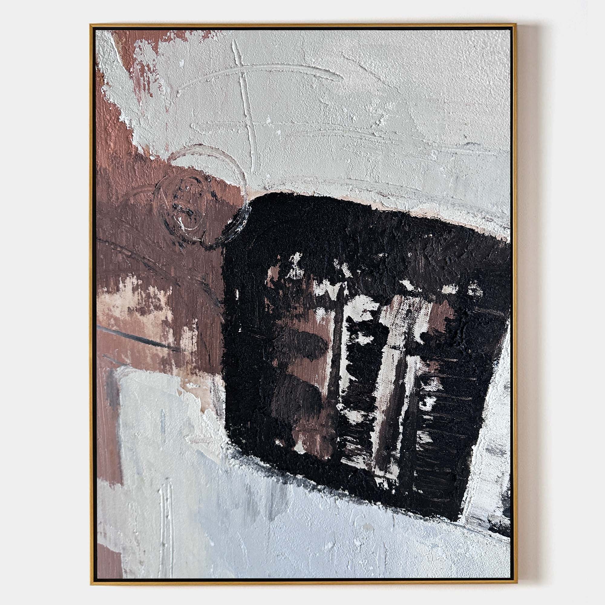 Large Grey Abstract Acrylic Painting Grey Black Abstract Canvas Wall Art Grey Abstract Art For Livingroom