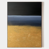 Modern Black Gold Blue Minimalist Painting Abstract Oil Painting Canvas Wall Art For Sale