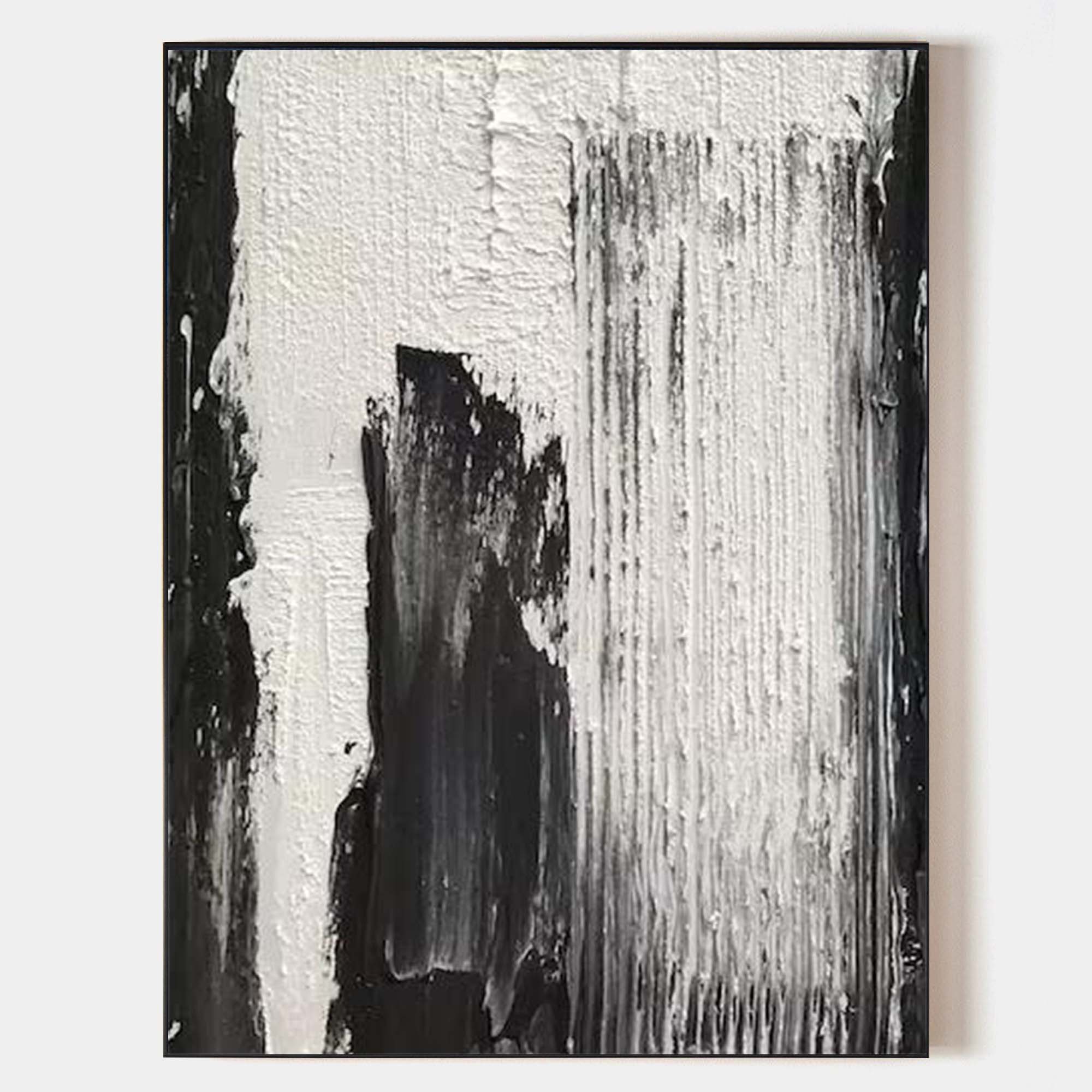 Black and white Abstract art Modern minimalist wall art Textured canvas Painting for sale