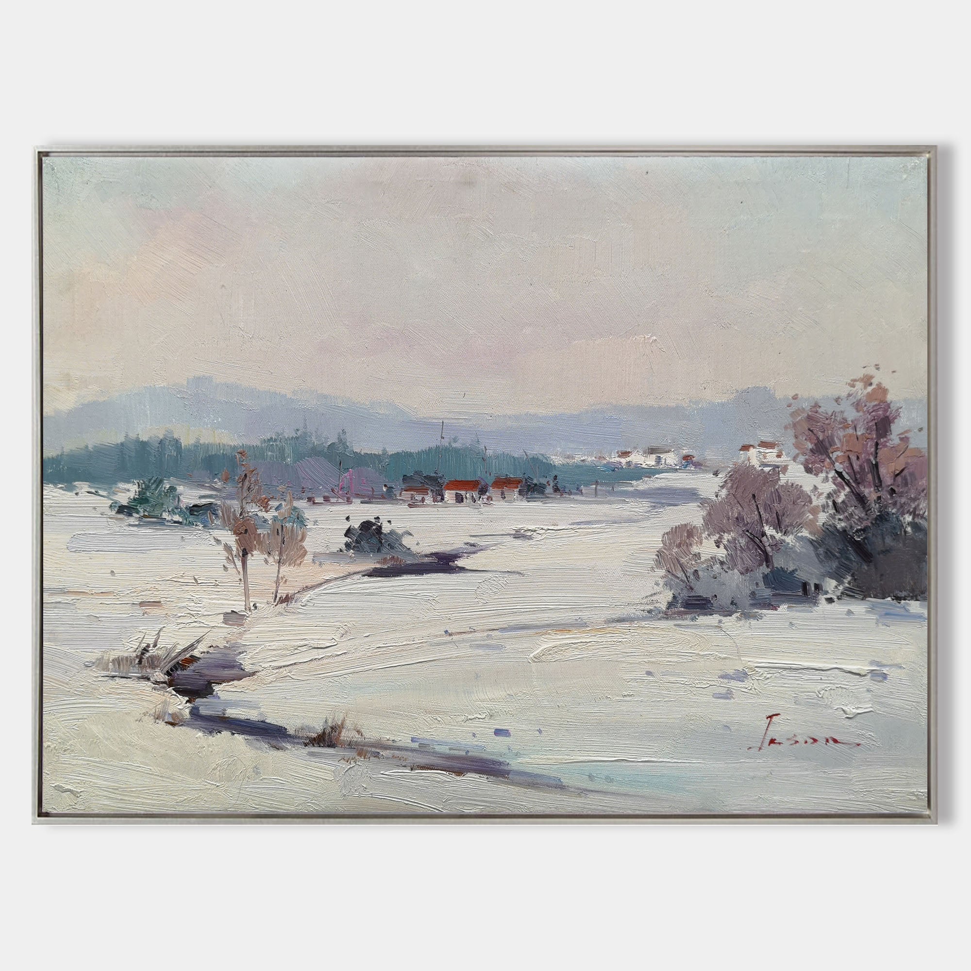 Snowscapes Wall Art Canvas Wall Art Snowscapes Acrylic Painting, Winter Snow Wall Art For Sale