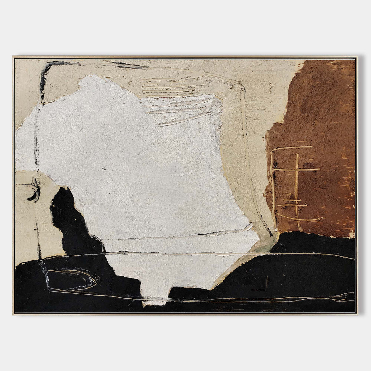 Black And Brown Wabi-sabi Wall Art Large Abstract Painting Modern ...
