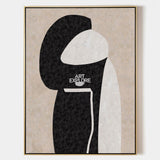 Modern Minimalist Painting Black White And Beige Cool Line Geometric Acrylic Painting Minimalist Painting For Sale