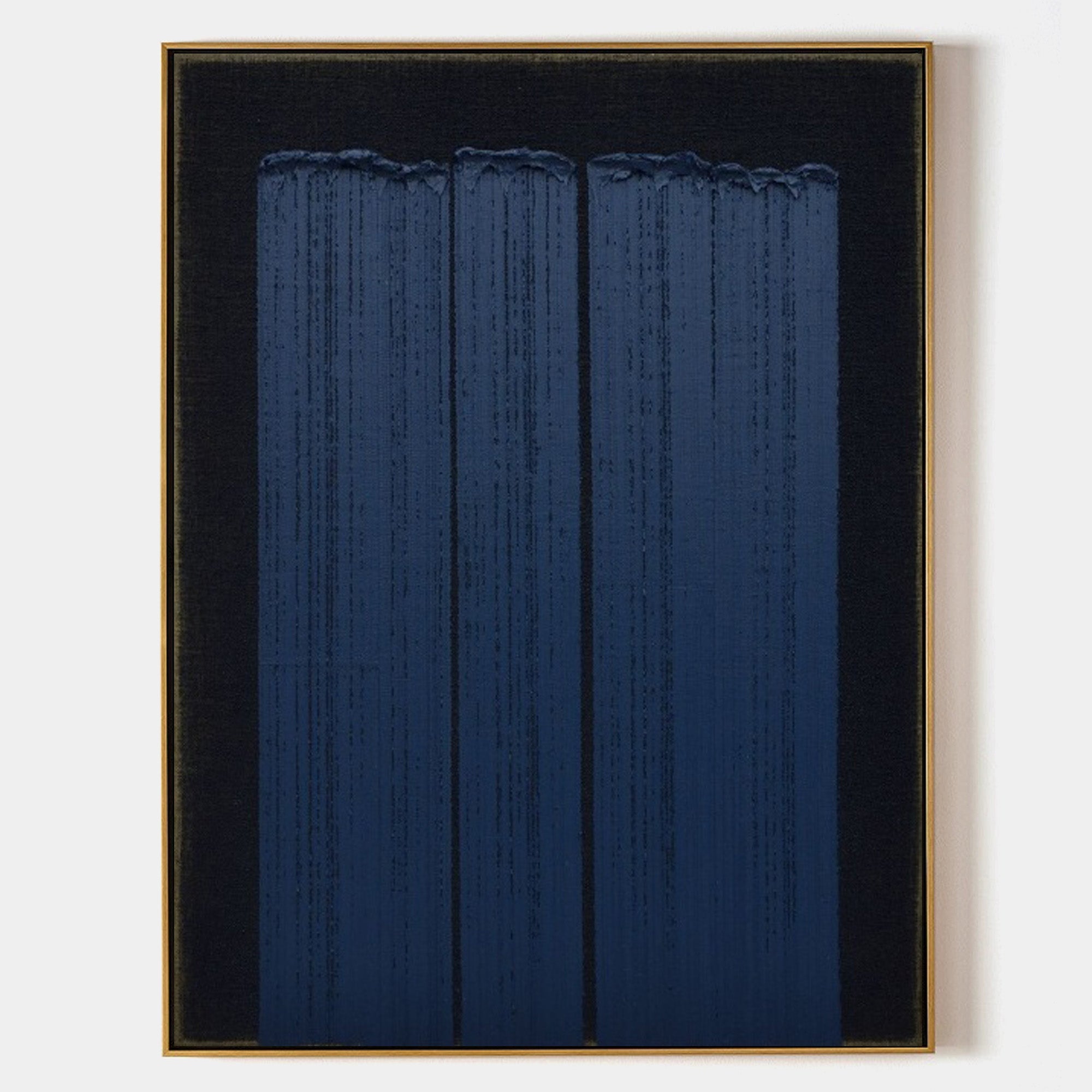 Wabi-sabi Black Blue Acrylic Painting Blue Minimalist Painting Blue 3D Textured Painting Modern Minimalist Art