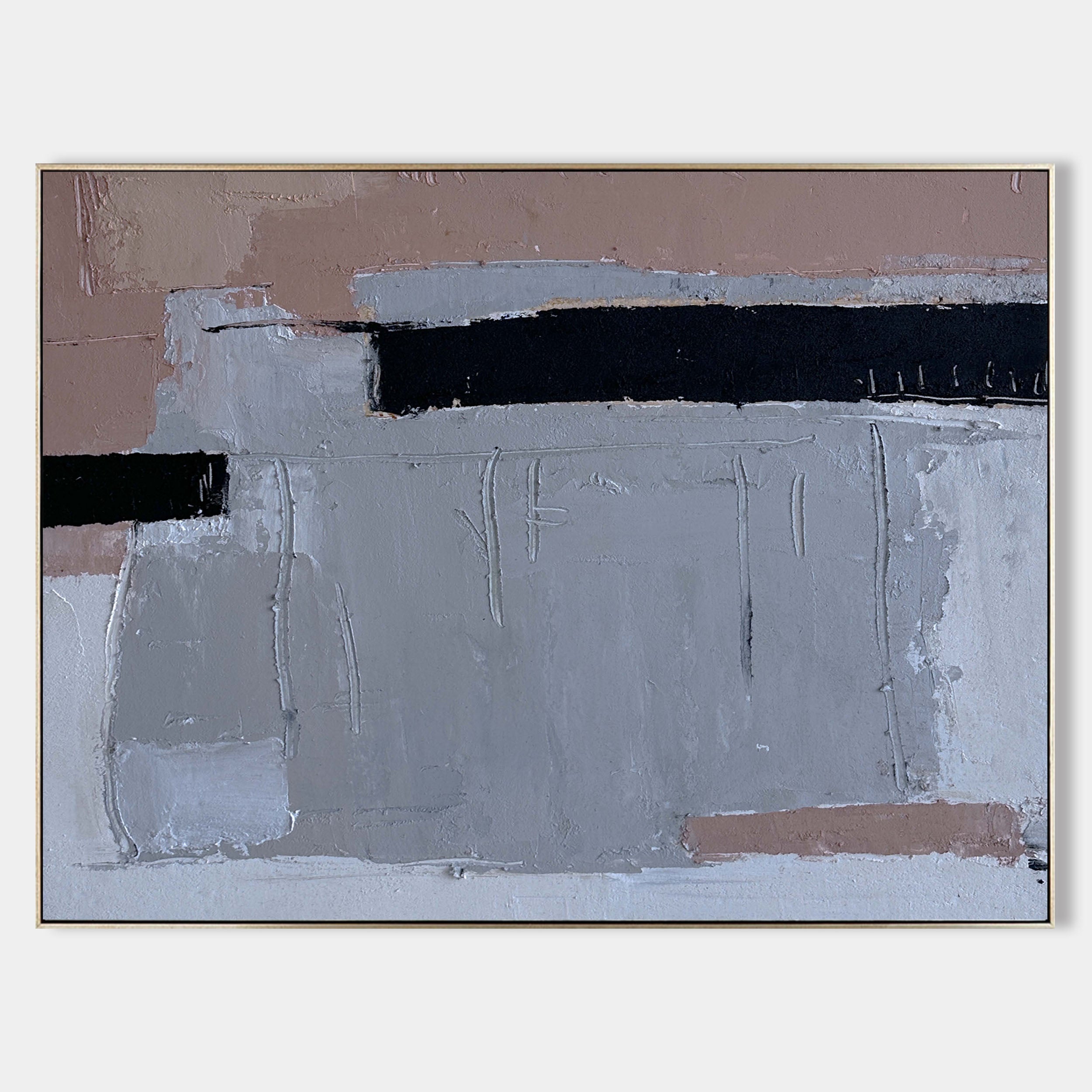 Modern Grey Pink Abstract Wall Art, Livingroom Canvas Wall Art, Modern Abstract Art For Sale