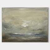Color Beige Impressionist Seascape Paintings Large Beach Canvas Wall Art Modern Beach Art