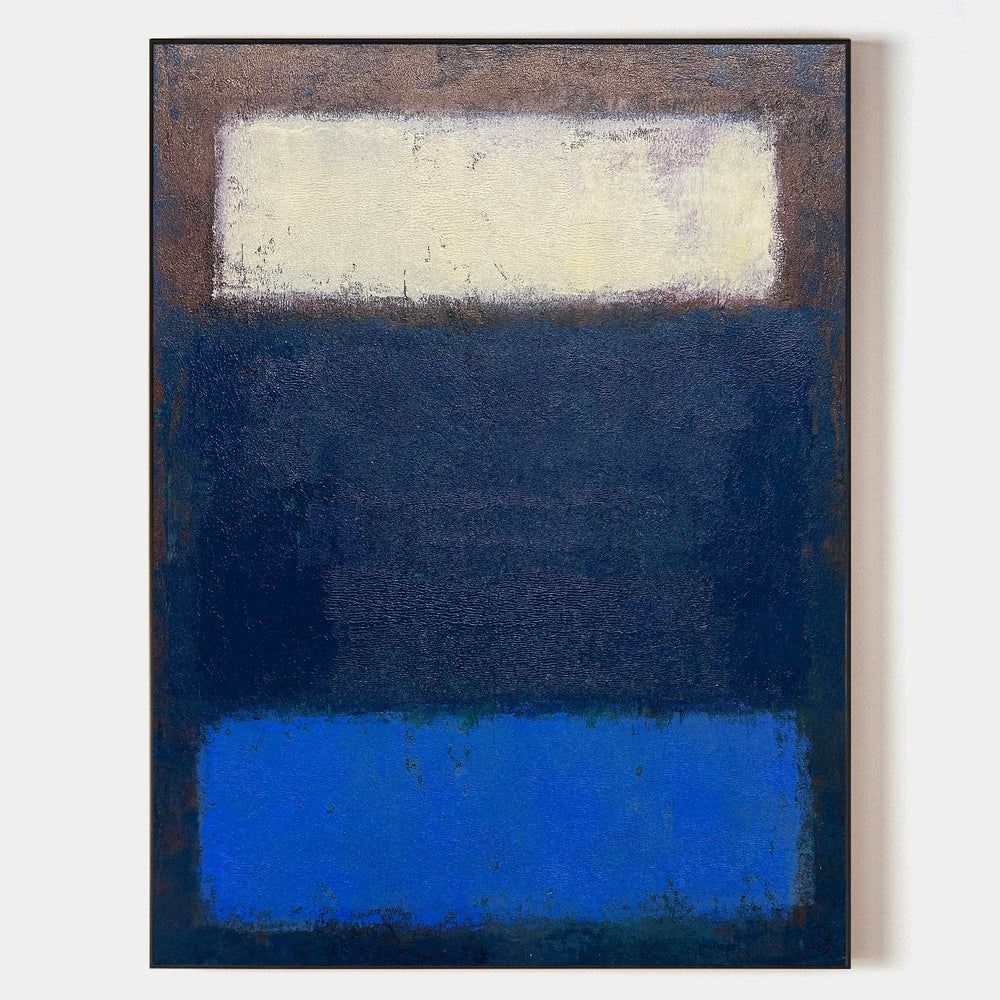 Blue And Brown Minimalist Acrylic Painting On Canvas Blue Minimal Canvas Art Abstract Minimalist Modern Wall Art For Living Romm