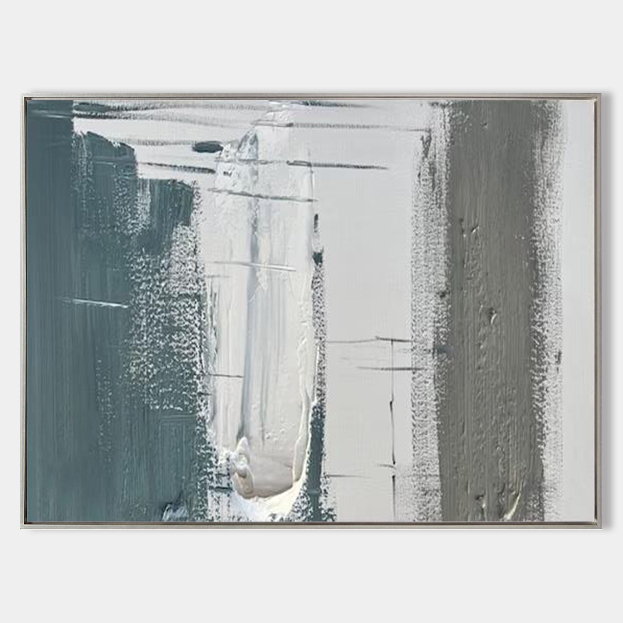 Large Abstract Painting Large Grey Abstract Painting White Texture Art Blue Minimalist Abstract Art