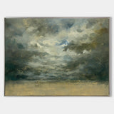 Impressionist Seascape Black and Gold Abstract Art Paintings Large Beach Canvas Wall Art Modern Beach Art