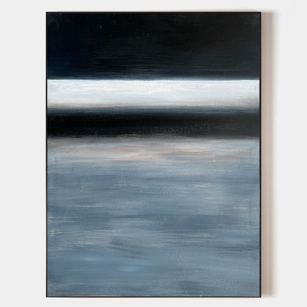 Modern Black And Blue Minimalist Painting Large Abstract Acrylic Painting Canvas Wall Art For Livingroom