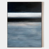 Modern Black And Blue Minimalist Painting Large Abstract Acrylic Painting Canvas Wall Art For Livingroom