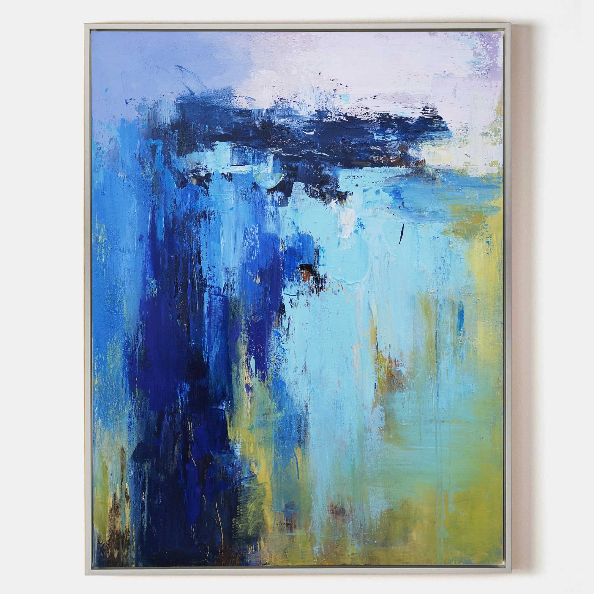 Large Abstract Coastal Canvas Art  Acrylic Abstract Beach Painting On Canvas For Living Room