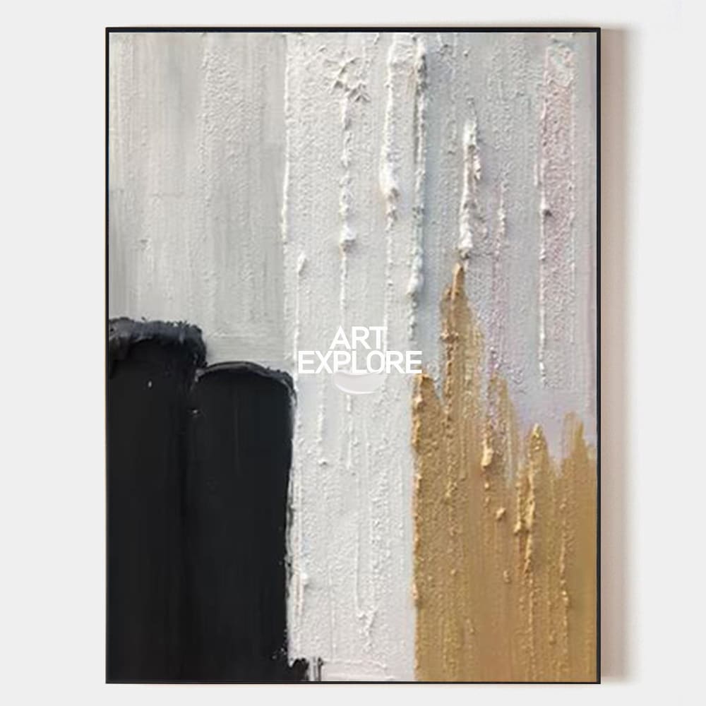 Black And White Abstract Art Textured Painting, Large Abstract Painting Neutral Abstract Painting