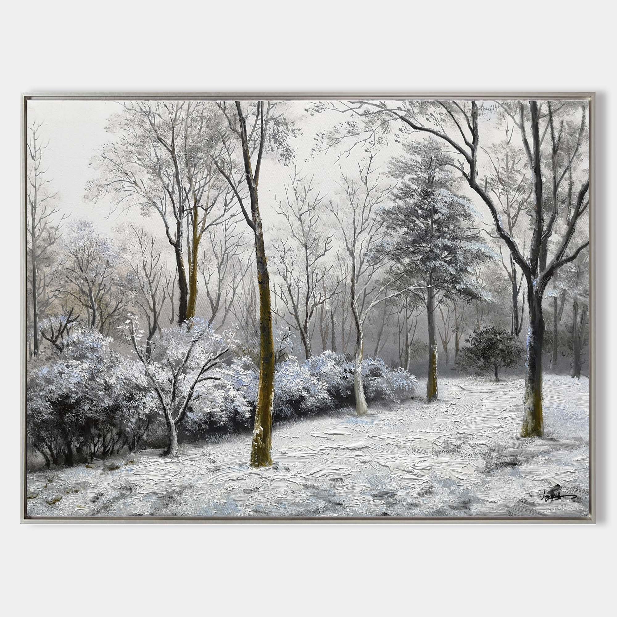 Winter Art Winter Painting with Snow Covered Trees Winter Christmas Trees Wall Art  Canvas Painting
