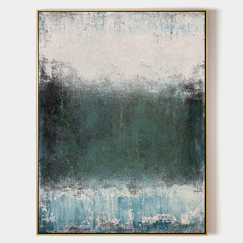 Green Abstract Acrylic Painting On Canvas Extra Large Abstract Canvas Art Grey Modern Wall Art