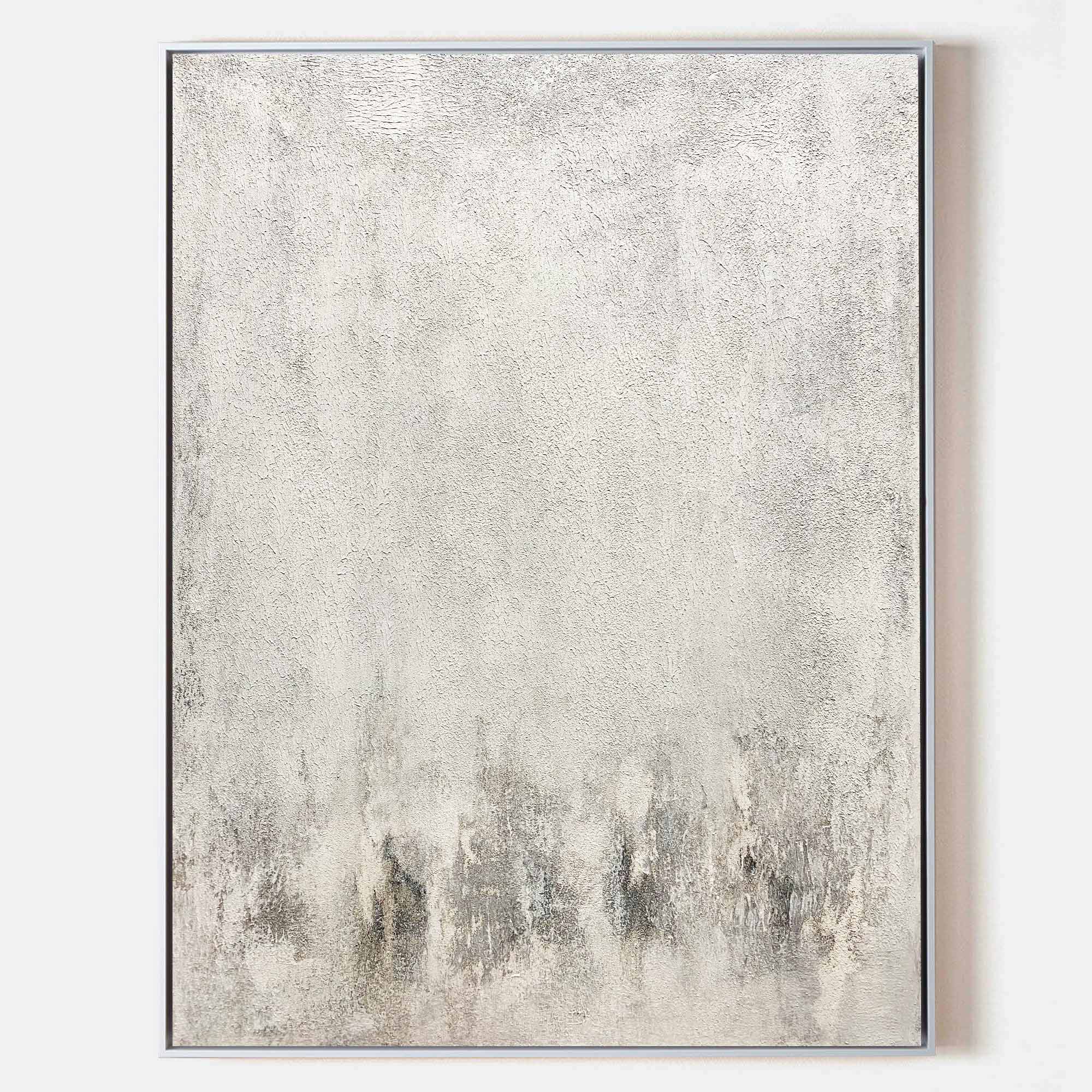 Gray And White Wall Art White Minimalist Painting On Canvas Large Canvas Art
