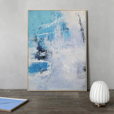 Large Blue Abstract Painting On Canvas Original Blue And White Canvas Paintings Oversized Light Blue Paintings Living Room Canvas Art