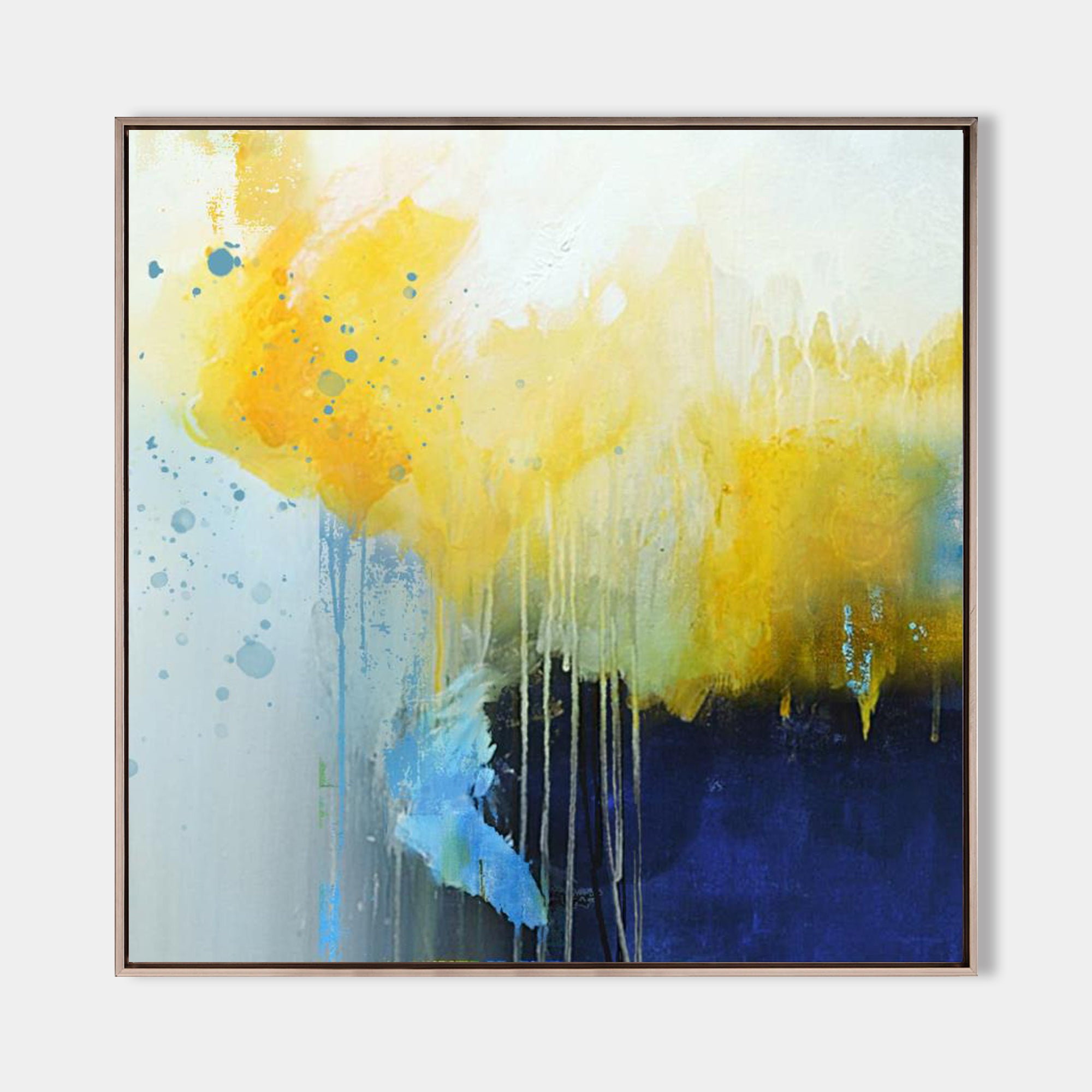 Modern Abstract Painting Large Blue Yellow Wall Art Oversized Abstract Art