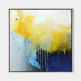 Modern Abstract Painting Large Blue Yellow Wall Art Oversized Abstract Art