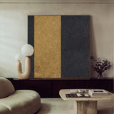 Large Trendy Minimalist Painting Minimal Acrylic Painting Black Gold