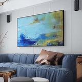 Abstract Seascape Paintings Acrylic Large Seascape Wall Art Beach Canvas Art Panoramic Abstract Painting For Livingroom
