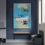 Large Abstract Canvas Art Blue And Yellow Wall Abstract Canvas Art Textured Abstract Painting