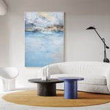 Large Beach Sunset Painting Original Acrylic Blue Ocean Canvas Wall Art