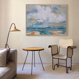 Large Abstract Ocean Canvas Painting Acrylic Oversized Horizontal Wall Art