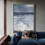 Beach Canvas Art Large Coastal Wall Art Contemporary Seascape Paintings Vertical Ocean Wave Art