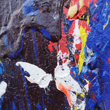 36 x 48 Vertical Multicolor Wall Painting Blue And Red Textured Abstract Art