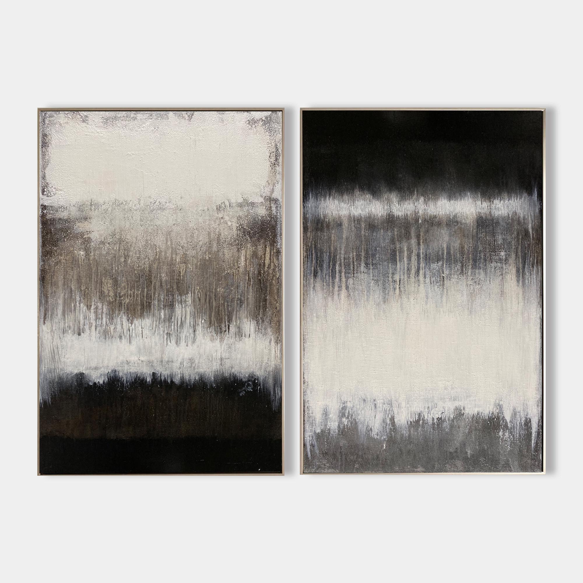 2 Piece Abstract Wall Art Black And White Textured Minimalist Art Rothko Inspired Wall Art For Sale