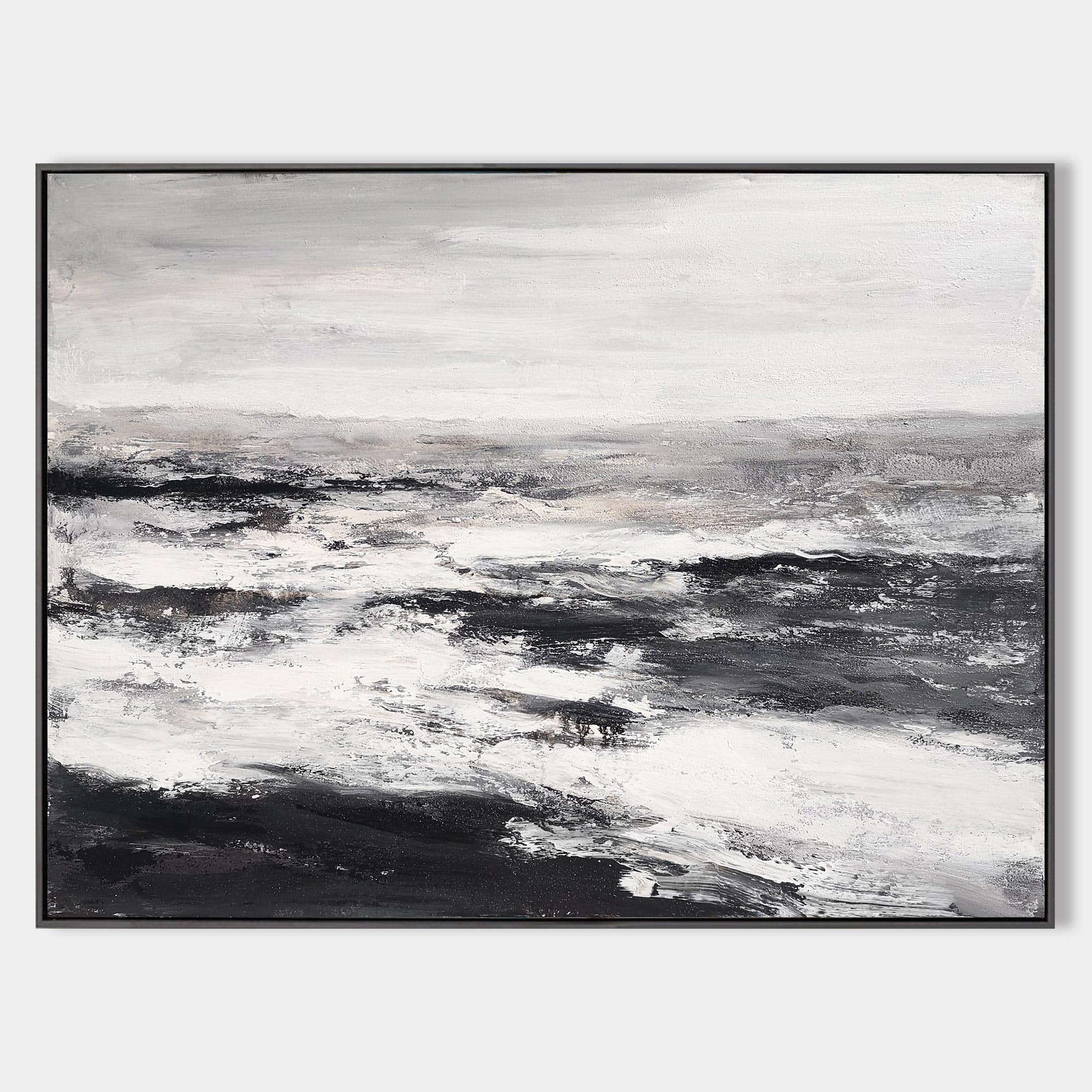 Black And White Beach Wall Art Abstract Ocean Art Beach Scene Painting
