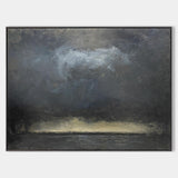 Impressionist Seascape Black and Gold Abstract Art Paintings Large Beach Canvas Wall Art Modern Beach Art