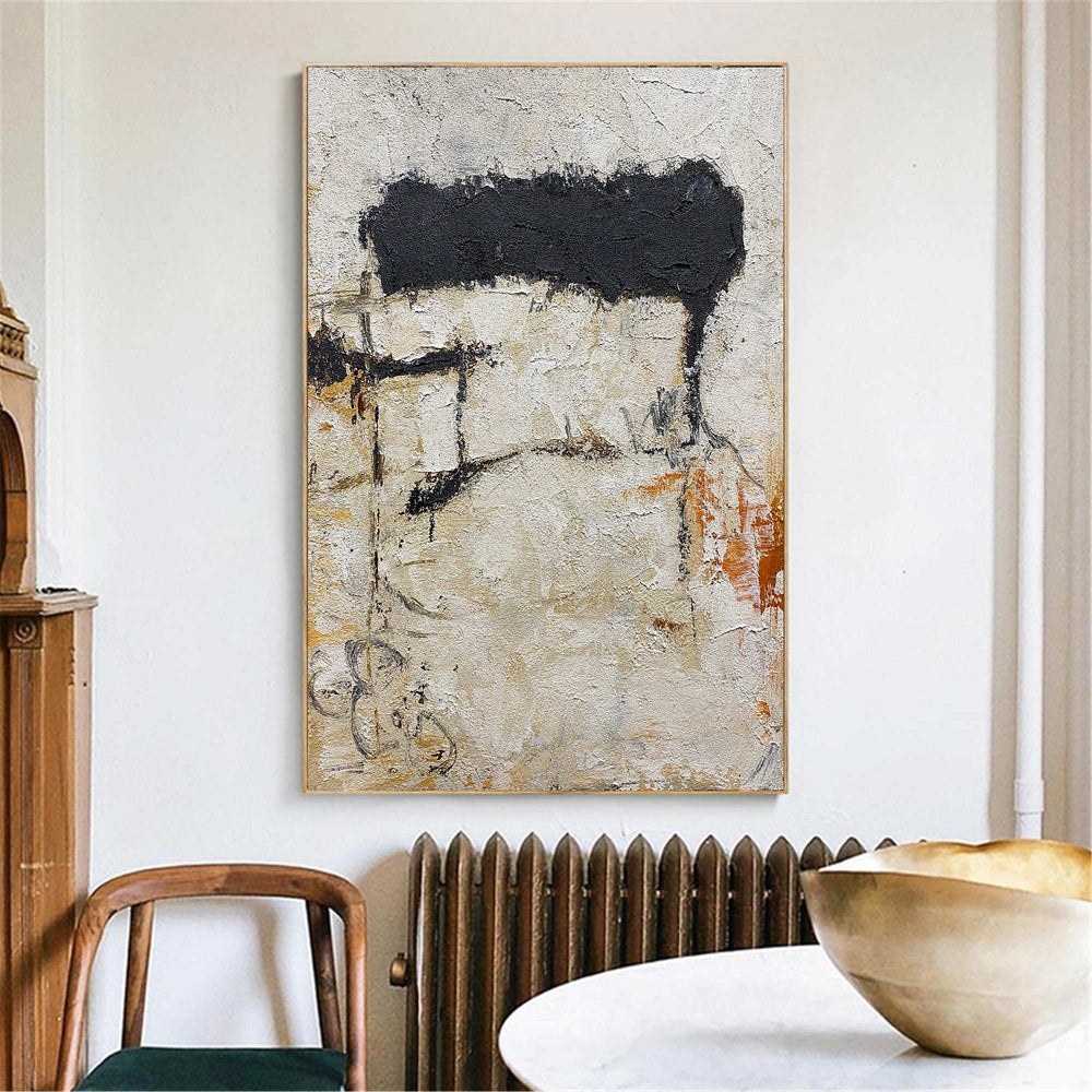 Original Minimalist Abstract Art Large Black White Yellow Acrylic Painting On Canvas Contemporary Art Modern Canvas Art