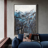 Blue And Black Abstract Painting Blue Canvas Painting Oversized Canvas Art Contemporary Abstract Painting Large Canvas Art For Living Room