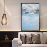 Large Beach Sunset Painting Original Acrylic Blue Ocean Canvas Wall Art