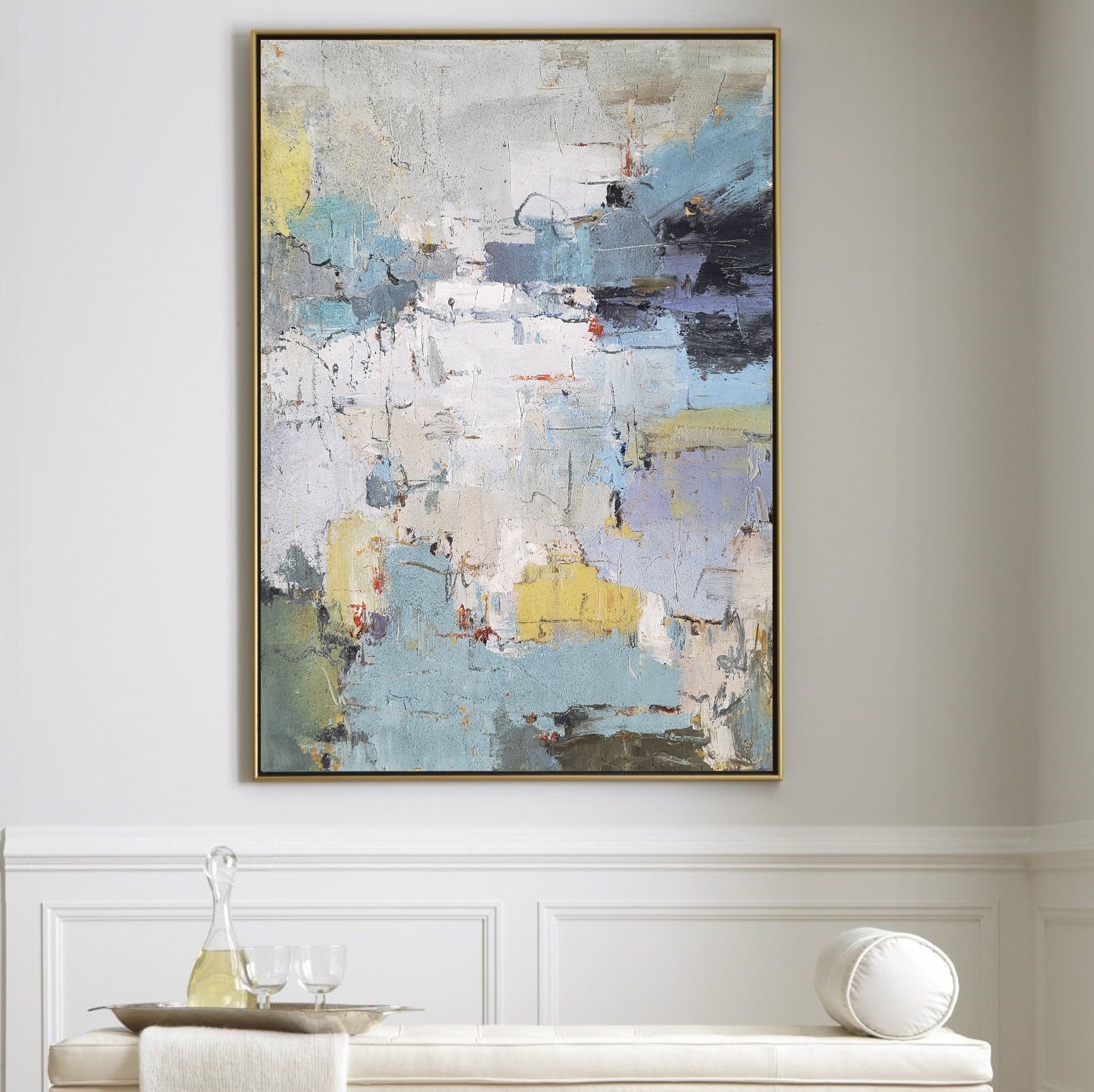 Large Abstract Beach Wall Art For Living Room Vertical Coastal Wall Art Canvas