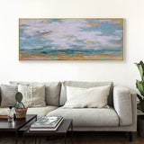 Large Beach Scene Painting On Canvas Impressionist Seascapes Panoramic Wall Painting For Livingroom