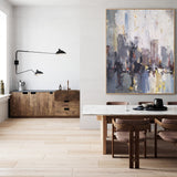 Abstract City Skyline Painting Big Modern Chicago Cityscape Art Urban Painting