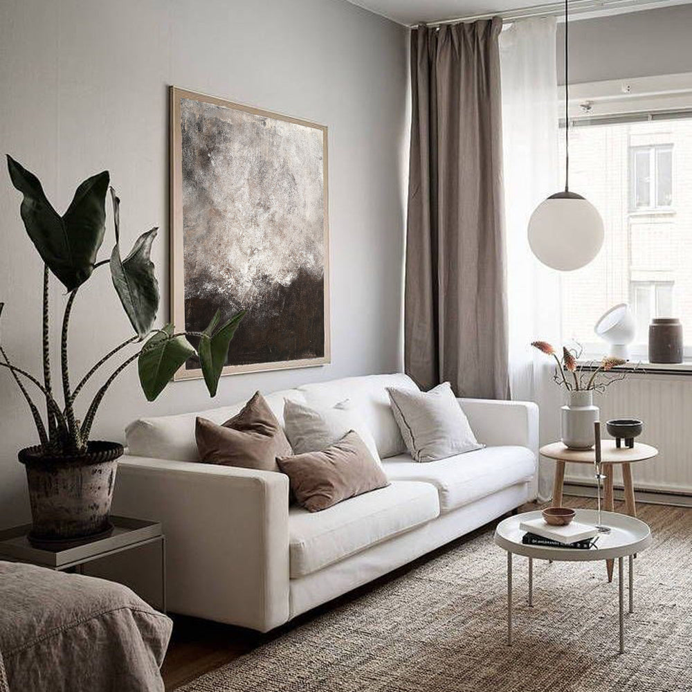 Brown Abstract Painting Grey Wall Paintings Oversized Abstract Canvas Painting Minimalist Abstract Art Large Modern Painting For Living Room