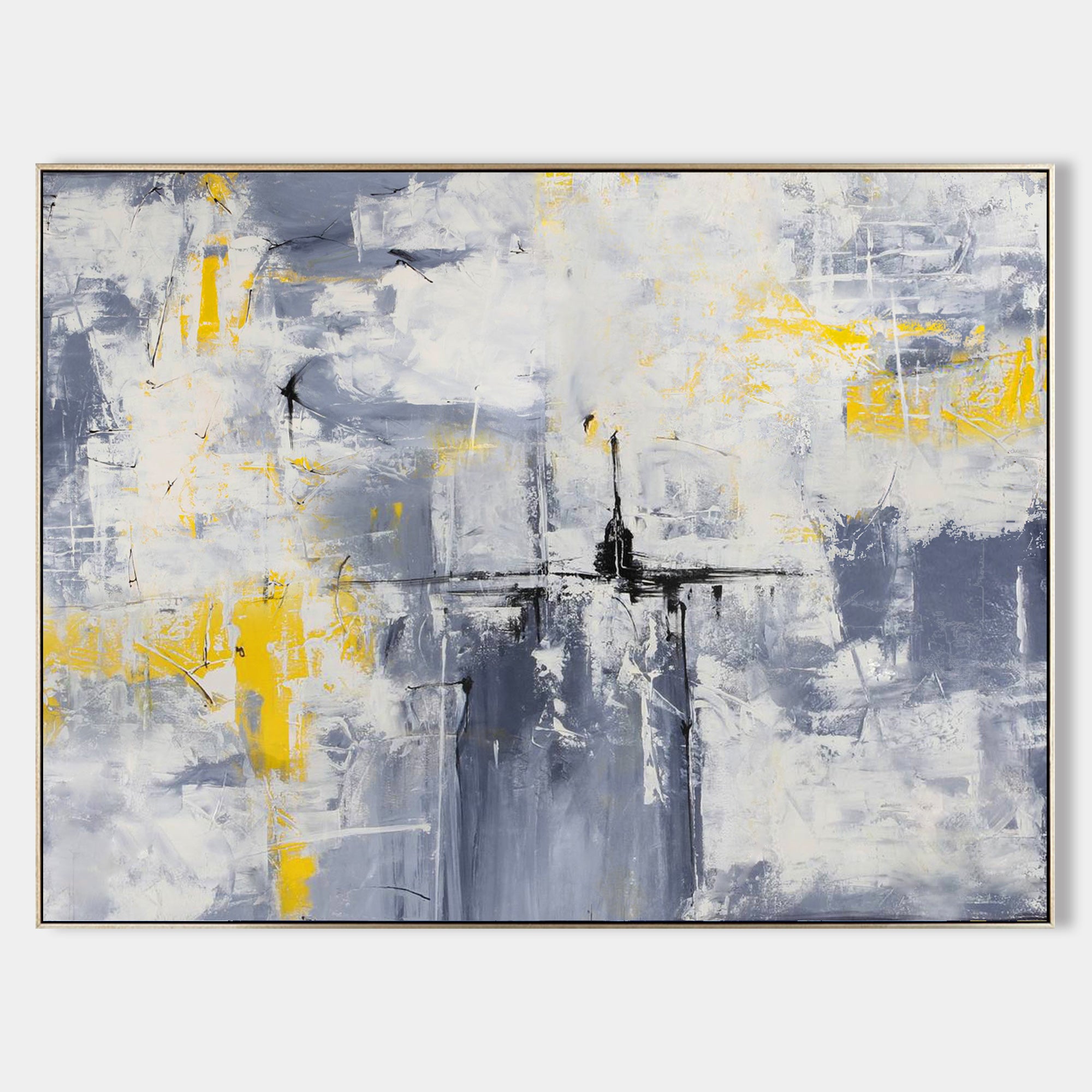 Orange And Grey Wall Art Large Modern Abstract Art Yellow Canvas Art
