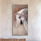 Arabian White Horse Paintings On Canvas Horse Portrait Painting Oversized Horse Art