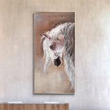 Arabian White Horse Paintings On Canvas Horse Portrait Painting Oversized Horse Art
