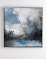 Beach Blue Paint Oversized Framed Coastal Wall Art Modern Coastal Artwork