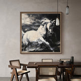 Large Running Horses Painting Black And White Horse Art Extra Large Abstract Horse Wall Art