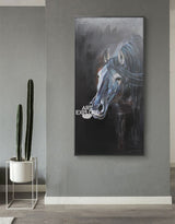 Large Black Arabian Horse Paintings Equestrian Painting Framed Horse Wall Art
