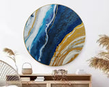 Modern Blue Abstract Art Painting Blue Circular Wall Art Framed Canvas Art | Artexplore