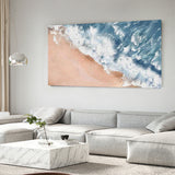 Modern Blue Wave Beach Painting Contemporary Seascape Wall Art Ocea Panoramic Art