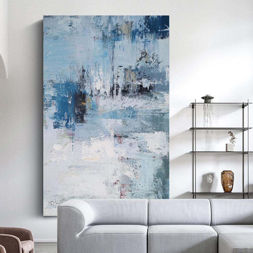 Large Blue Acrylic Abstract Painting Abstract Seascape Paintings Modern Abstract Painting