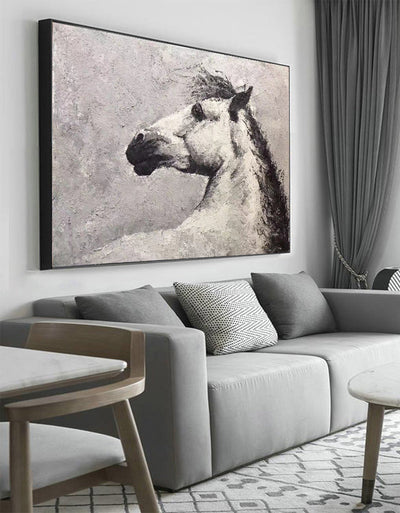 Horse Acrylic Painting White Horse Art Framed Horse Art Horse Portrait Painting