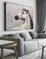 Horse Acrylic Painting White Horse Art Framed Horse Art Horse Portrait Painting